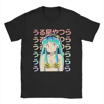 Funny Lum Urusei Yatsura T-Shirts for Men O Neck 100% Cotton T Shirts Anime Short Sleeve Tees Plus Size Tops