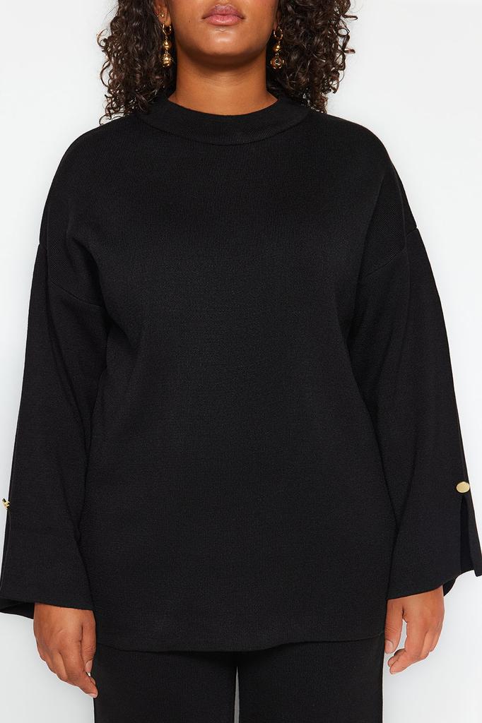 Dámský styl Plus Size Tmavě modrý úplet Plus Size Set spodního a horního dílu