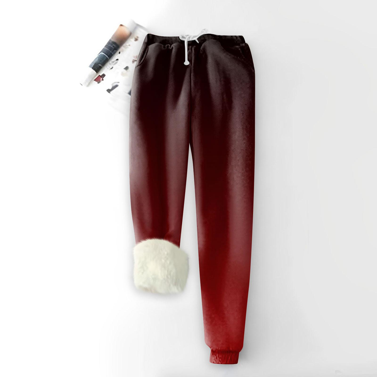 

Женские модные спортивные свободные утолщенные теплые брюки из плотного флиса с принтом XL винный