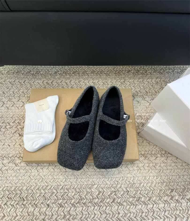 Flat-bottomed Korean Version of Mary Jane Single Shoes Women's Shoes 2025 New Autumn and Winter Black Gentle and Versatile Mao Mao Shoes