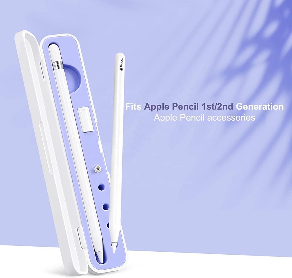 White Silicone Carrying Pencil Case with Accessory Holder Compatible with Apple Pencil 1st and 2nd Generation Box Style
