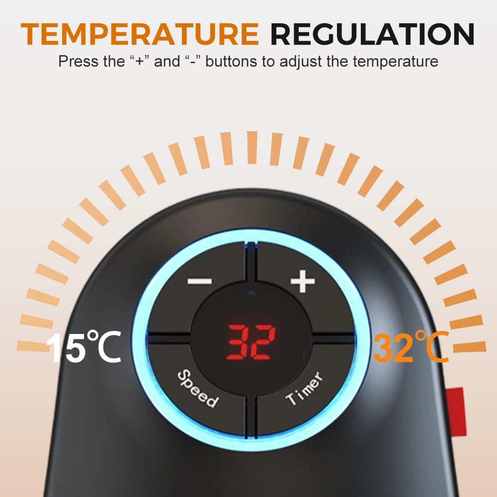 Remote Control Timing Color Lamp Heater, Portable with Adjustable Thermostat and Timer LED Display, Outlet Electric for Bathroom Office Home Indoor