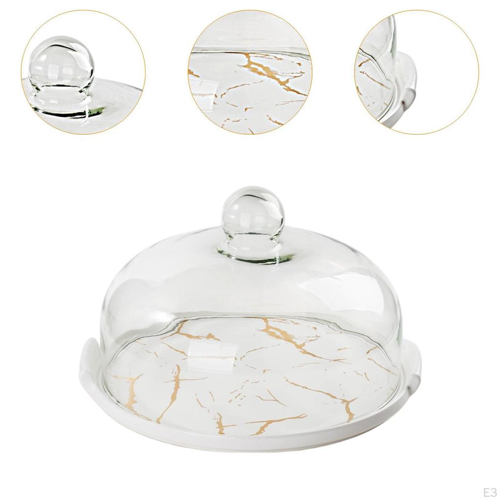 Cake Stand Dessert Display Plate with Dome Multifunctional Serving Platter Round Tray for