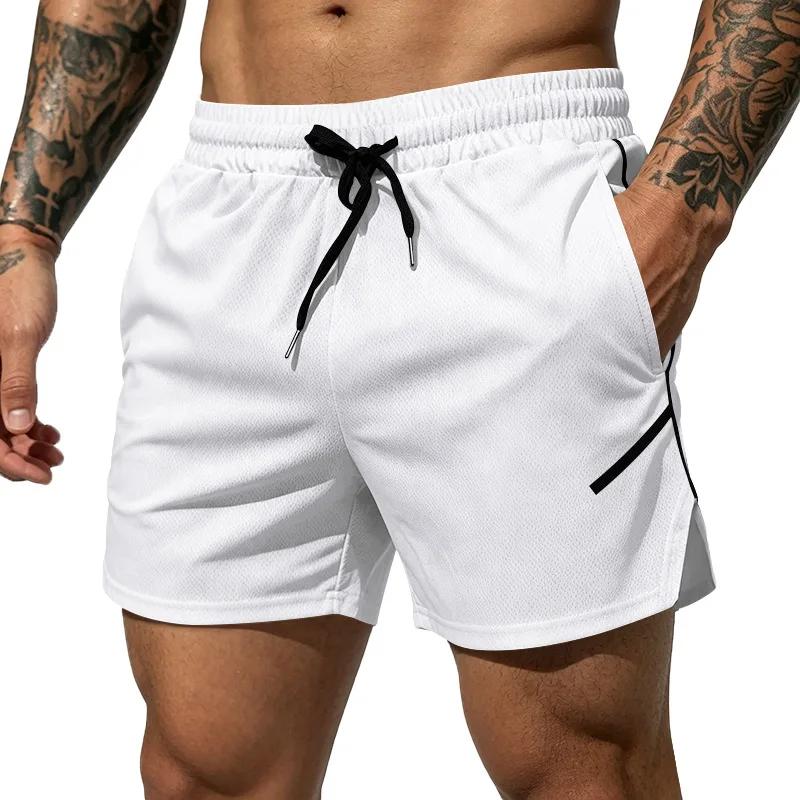 Men's Quick Dry Mesh Athletic Shorts Gym Running Workout Shorts with Zipper Pockets Breathable Elastic Waist Casual Sports Shorts for Men