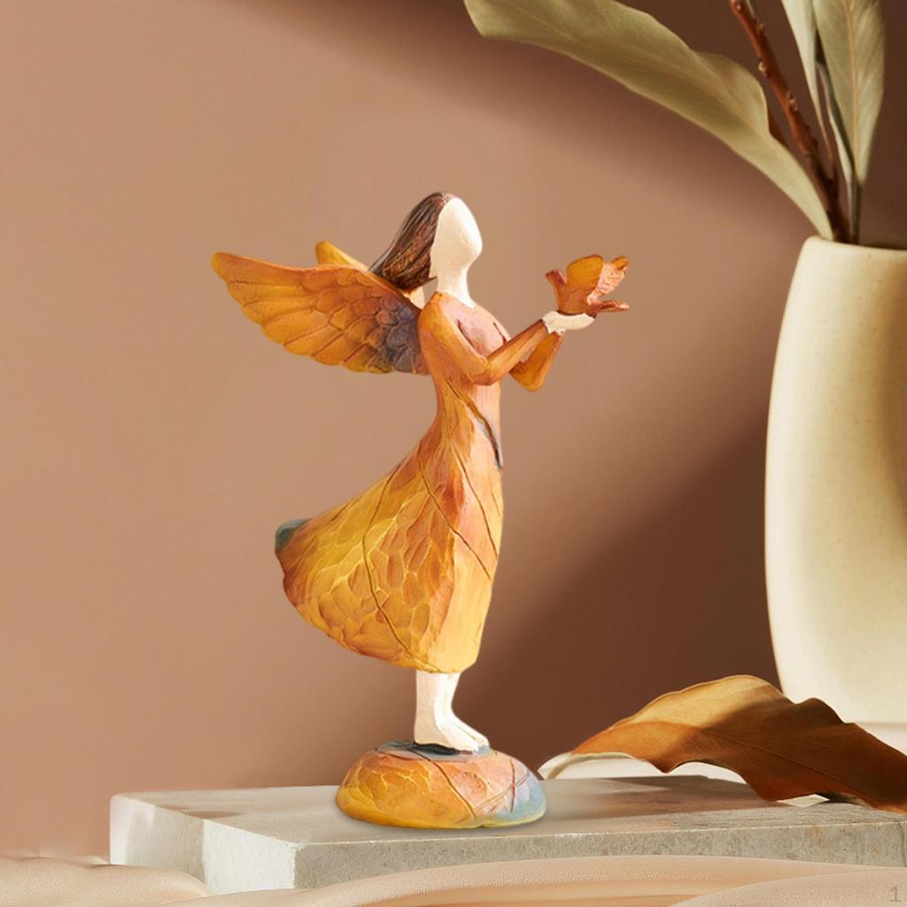 Angel Statue Figurine Art Crafts Collection Desktop Ornament Resin Sculpture for Office