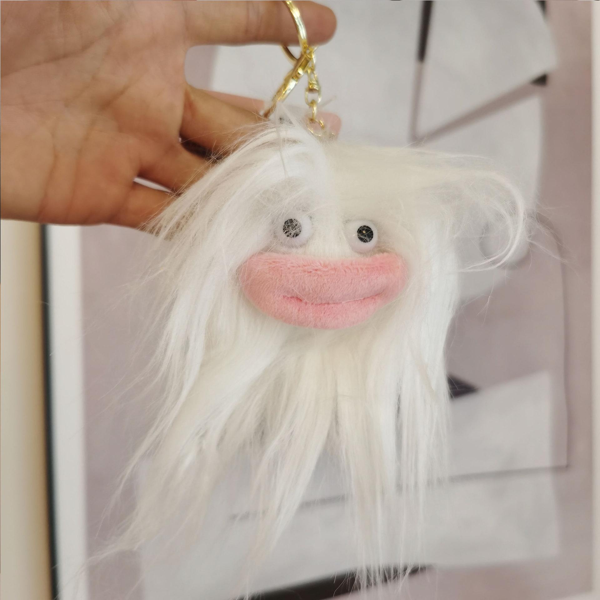 

Plush Unique Keychain With Big Eyes And Sausage Mouth Soft Stuffed Doll