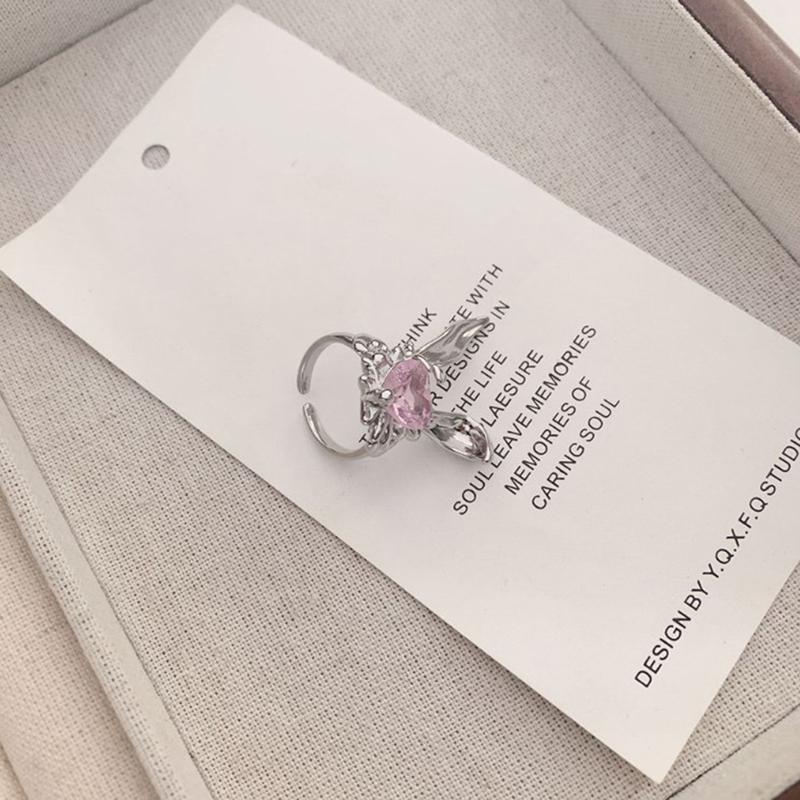 Lovely Rabbit Ear Adjustable Rings Bunny Zircon Jewelry Opening Rings