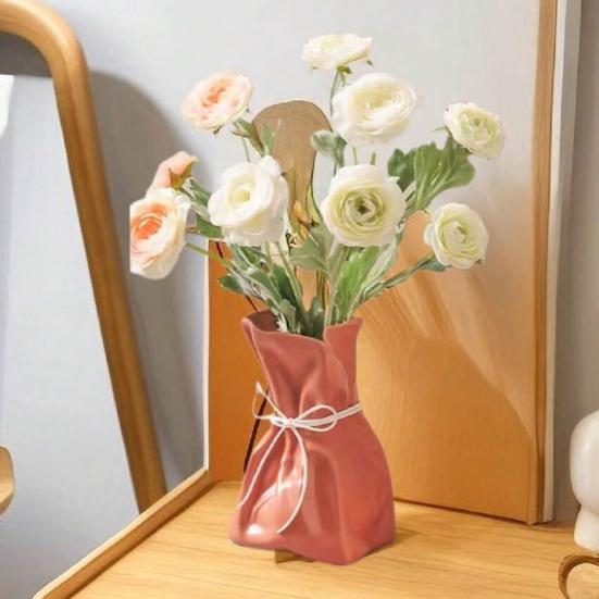 Money Bag Shape Vase for Flower Arrangement Small Resin Decorative Flower Vase for Wedding Dinning Bookshelf Home Office Decor