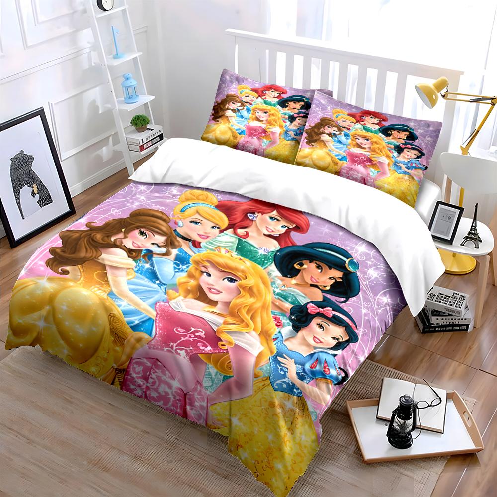 Princess Themed Bedding Set for Kids Bedding set (1 duvet cover, 2 pillowcases, duvet not included)