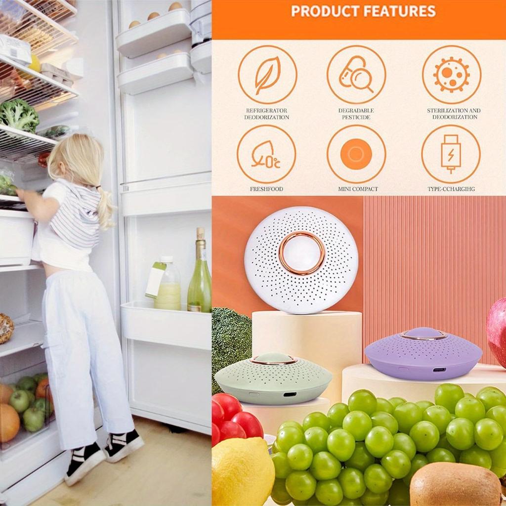 1pc Refrigerator Deodorizer,Portable USB Rechargeable Refrigerator Deodorizer ,Fridge and Freezer Odor Absorber To Keep Food Fresh Longer