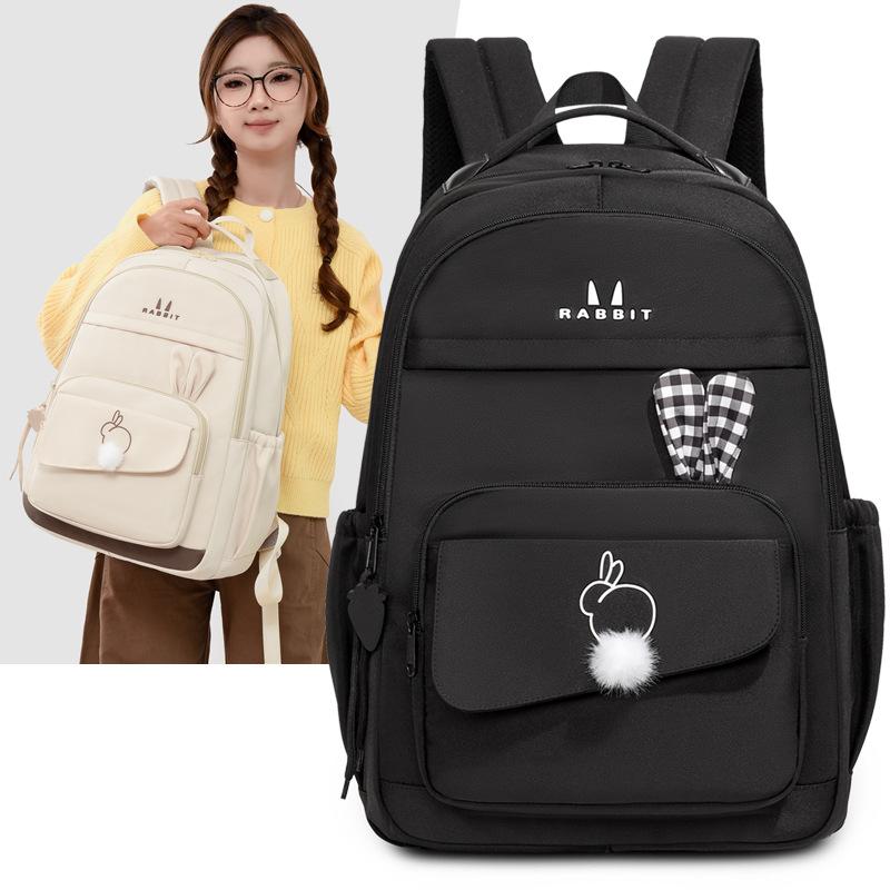 Schoolbag new high-value simple schoolbag versatile casual girls backpack large capacity junior high school student backpack