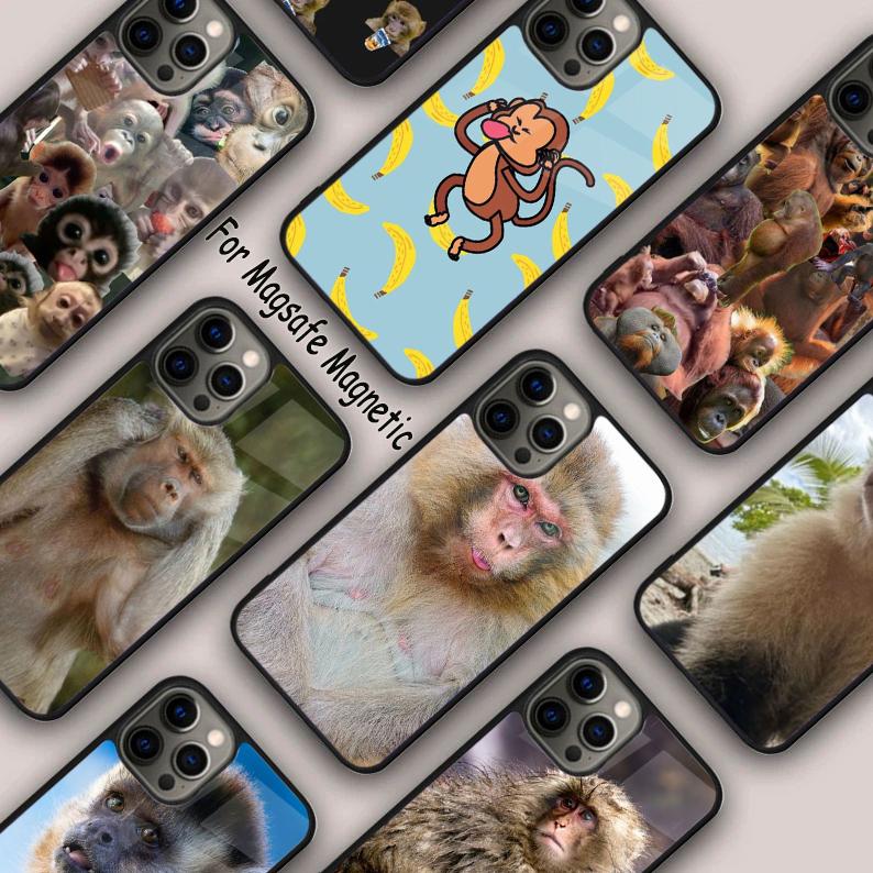 Monkey Sipping Meme Magnetic Phone Case For APPLE iPhone 17 Air 16 14 13 12 Pro Max 15 Plus Wireless Charge With MagSafe Cover