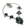 Natural Labradorite Gemstone 925 Sterling Silver Jewelry Necklace 18" ASN-6148