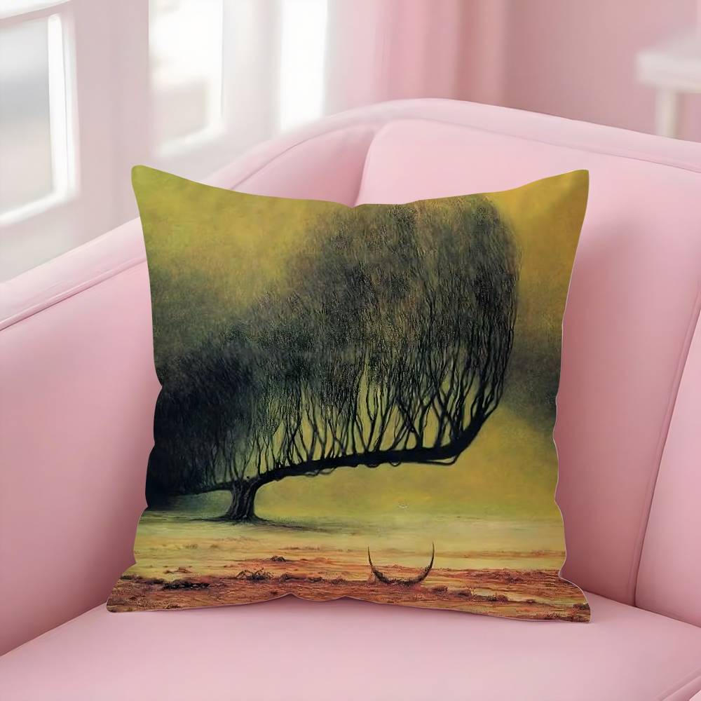 Hot Art Z-Zdzislaw BeksinskiS Pillow Case Soft Plush Fabric Double Sided Print Decorative Home Living Room Gift Cushion