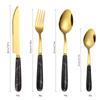 2026 Ceramic Handle Stainless Steel Tableware Set 24-piece Set Household Gold Knife and Fork Spoon Storage Shelf Gift Box