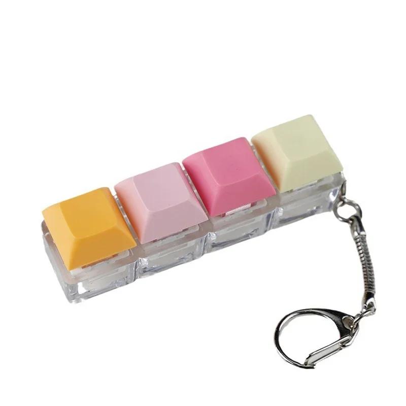 4Keys Keyboard Key Irritability Toy, Finger Pressure Relief Button, Adult Office Stress-relieving and Calming Key Chain Gift