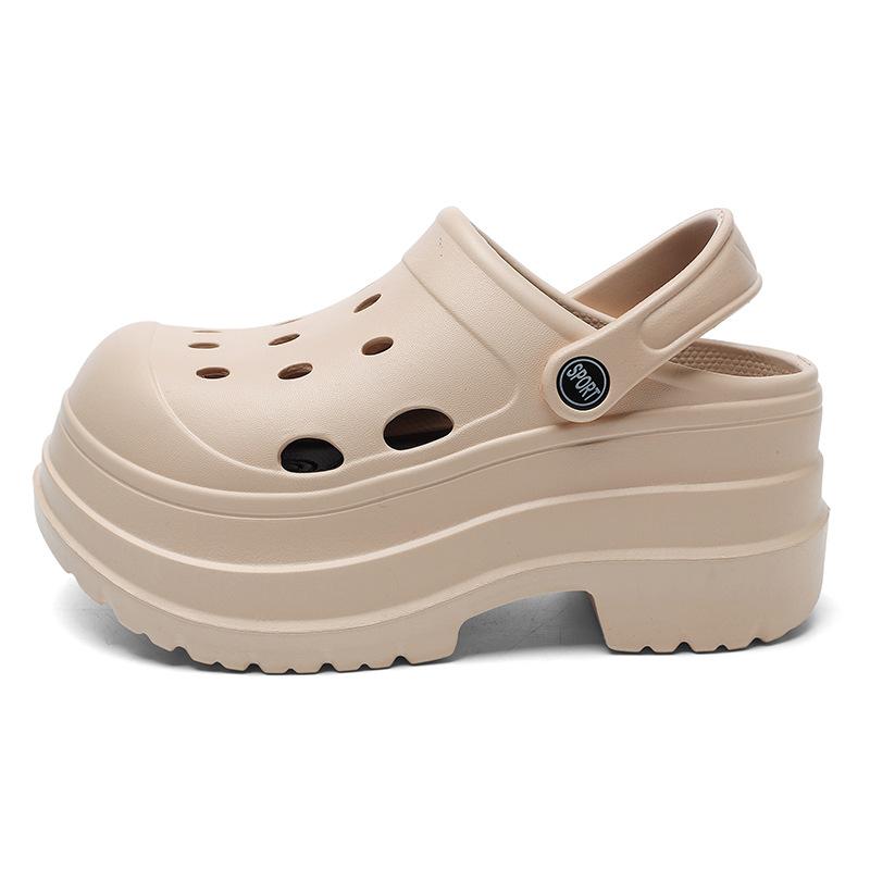Design Sense Thick-soled Hole Shoes Women's Height Increase Summer New Fashion Outer Wear Beach Shoes Small High-heeled Sandals Women