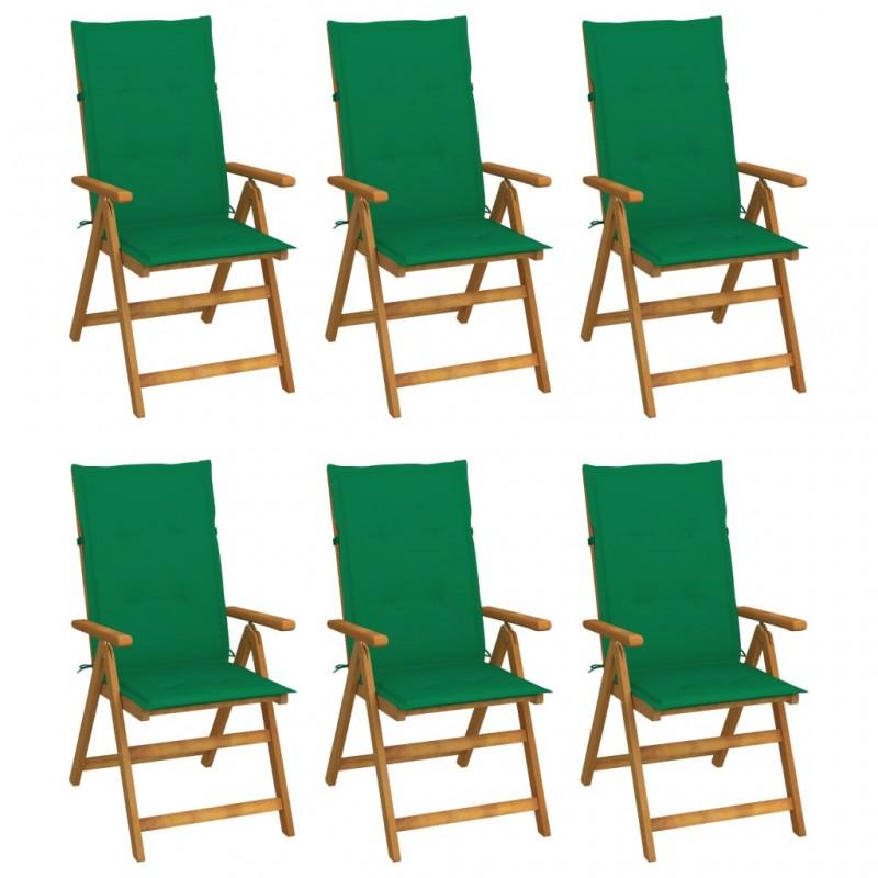 Day and Night - Day and Night Folding Garden Chairs 6 Units and Cushions Solid Acacia Wood