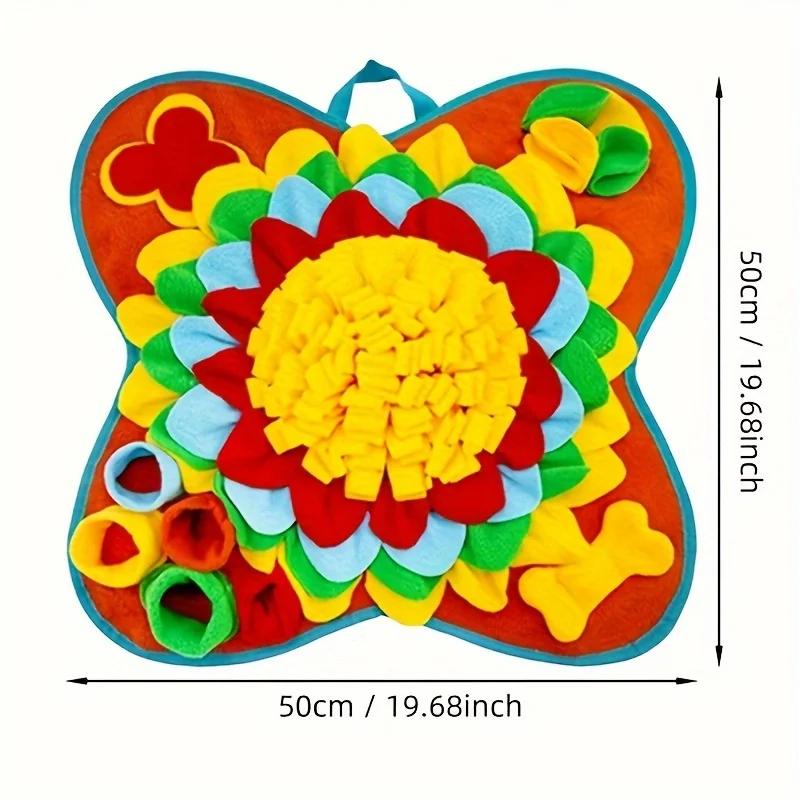 

Dog Snuffle Mat for Pets Flower Shaped Cat Dog Slow Feeding Pad Training Blanket Interactive Puzzle Toys Pet Slowing Feeding Mat 50x50cm красный