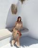 European-American Bestseller: Double-Side Slit Spaghetti Strap Knit Dress