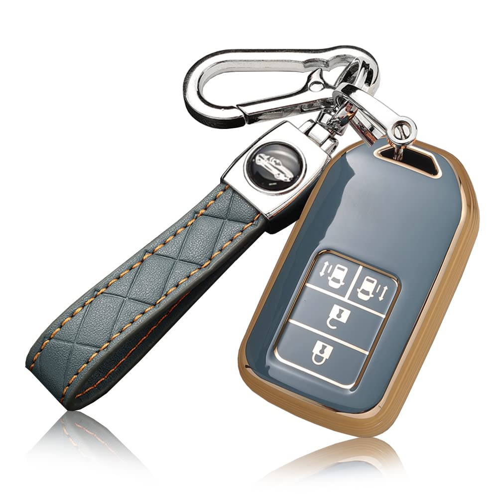

ontto Honda Dedicated Remote Control Key Case, Key Cover, Key Holder, Stylish, TPU Material, 4 buttons серый