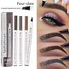 4 Split Tip Wild Eyebrow Pencil Nature 3D Tattoo Brow Contour Pen Lasting Waterproof 4 Colors Liquid Eye Brow Outline Makeup