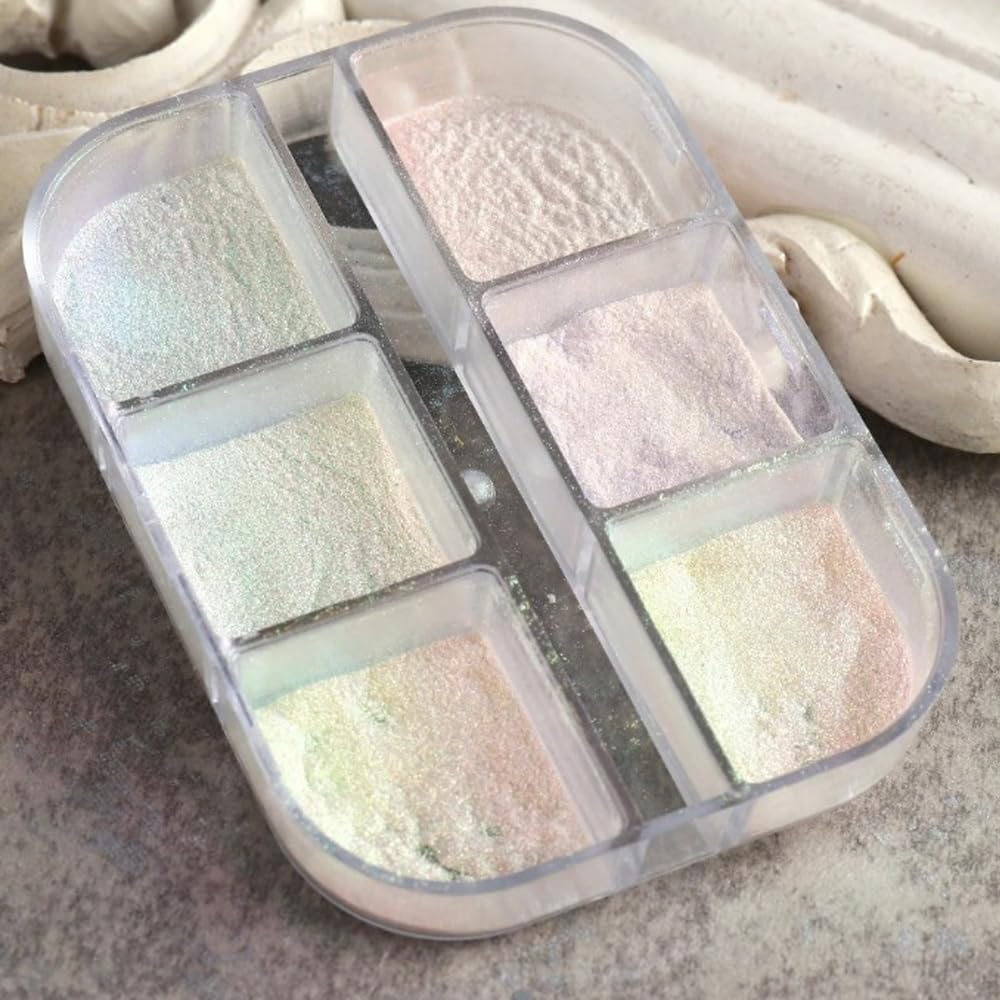 GOODCHI Aurora Powder, Mirror Powder, 6 Colors, Neon Powder, Aurora Shell Powder, Aurora Nails, Mirror Nails, DIY, Resin Nail Art (04)