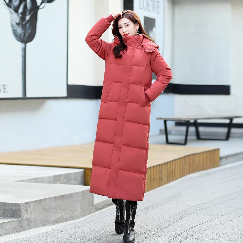 Extended Over-the-knee Cotton-padded Jacket Women's Winter New Cotton-padded Clothes Korean Loose Students Hooded Ankle Winter Coat