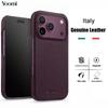 Capa Magnética 100% Couro Genuíno de Vaca para IPhone 18 17 Pro Max Air 18Pro com MagSafe Capa de Couro Luxuosa Capas Traseiras para Telefone