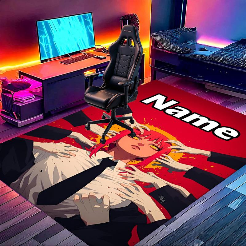Custom Name Personalized Makima Chainsaw Man Print Carpet, Versatile Home Decor Rug, for Playroom, Apartment, Balcony, Entryway, Hallway Gift