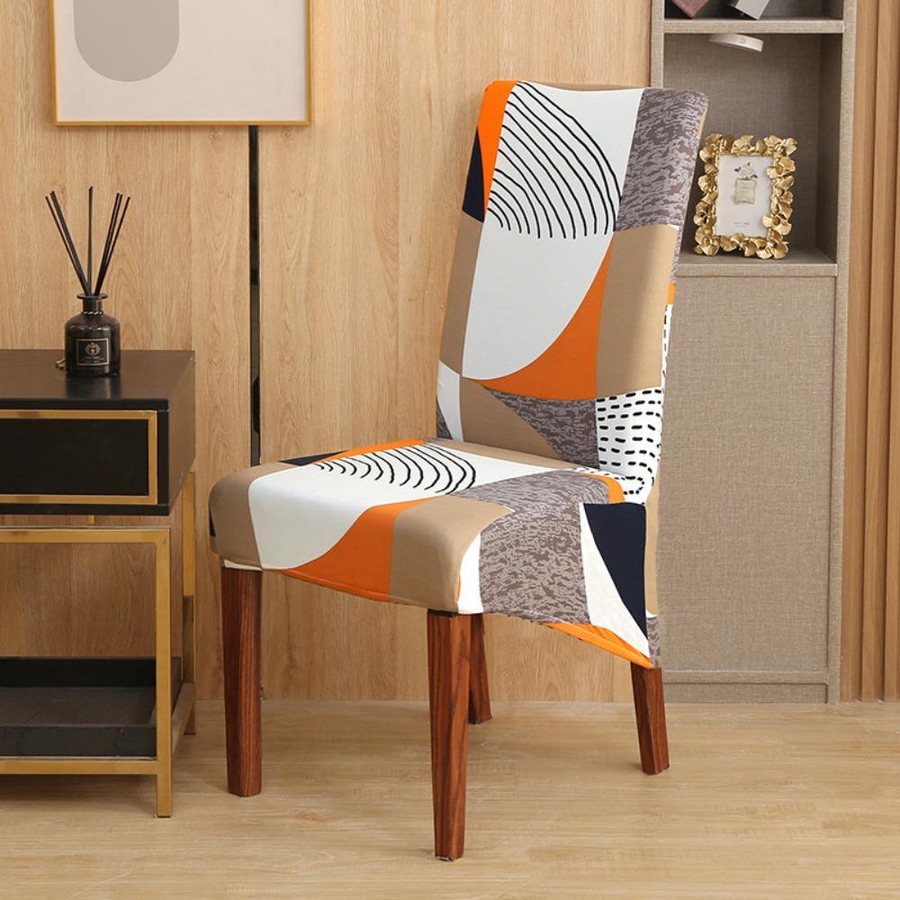 Stretchable Printed Chair Covers Set for Home Office Dustproof Elastic Slipcovers for Dining Chairs