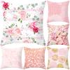 Cushion Cover Soft Washable Square Shape Rose Feathers Nordic Pillowcase for Bed
