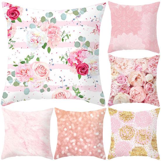 Cushion Cover Soft Washable Square Shape Rose Feathers Nordic Pillowcase for Bed