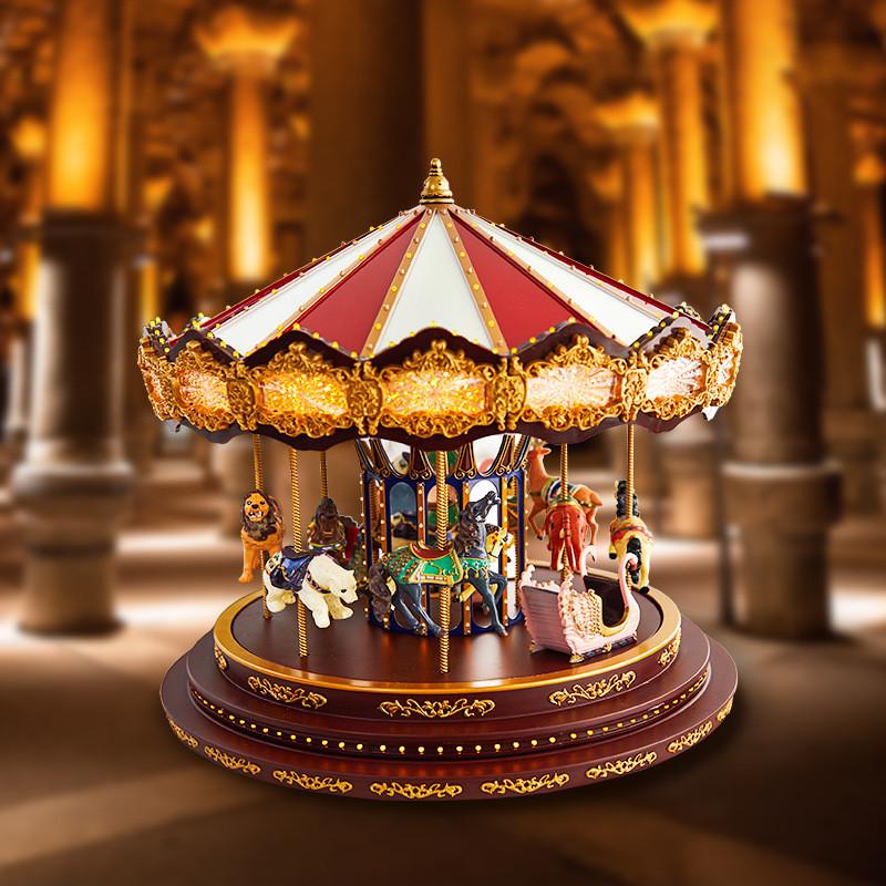 Carousel Music Christmas Box Rotating Movement Melodic Tunes Holiday Gift Toy