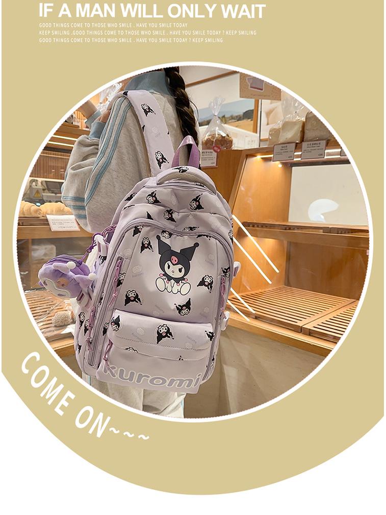 Sac à dos pour enfants à grande capacité avec imprimé mignon transfrontalier pour collège - Sac de voyage léger pour femmes