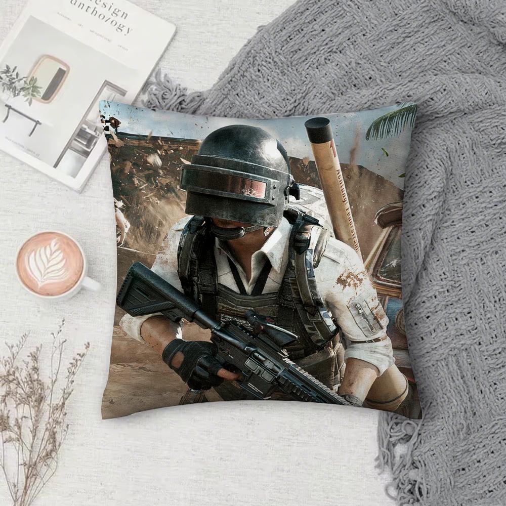 Game P-PUBG B-BATTLEGROUNDS Pillow Case Square Double-Sided Printing Short Plush Sofa Cushion Cover Bedroom Bedside Pillow