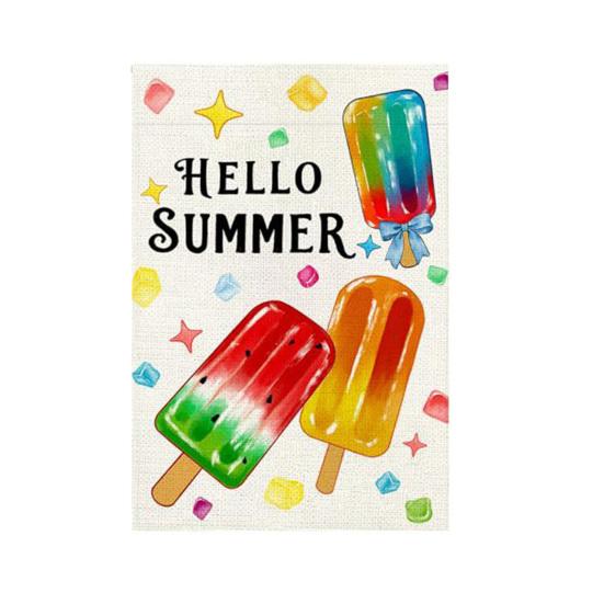 

Summer Garden Flag 12x18 Inch Colorful Popsicles Double Sided Fabric Flag Outdoor Summer Flag for Yard Balcony Outdoor Decoration 1pc