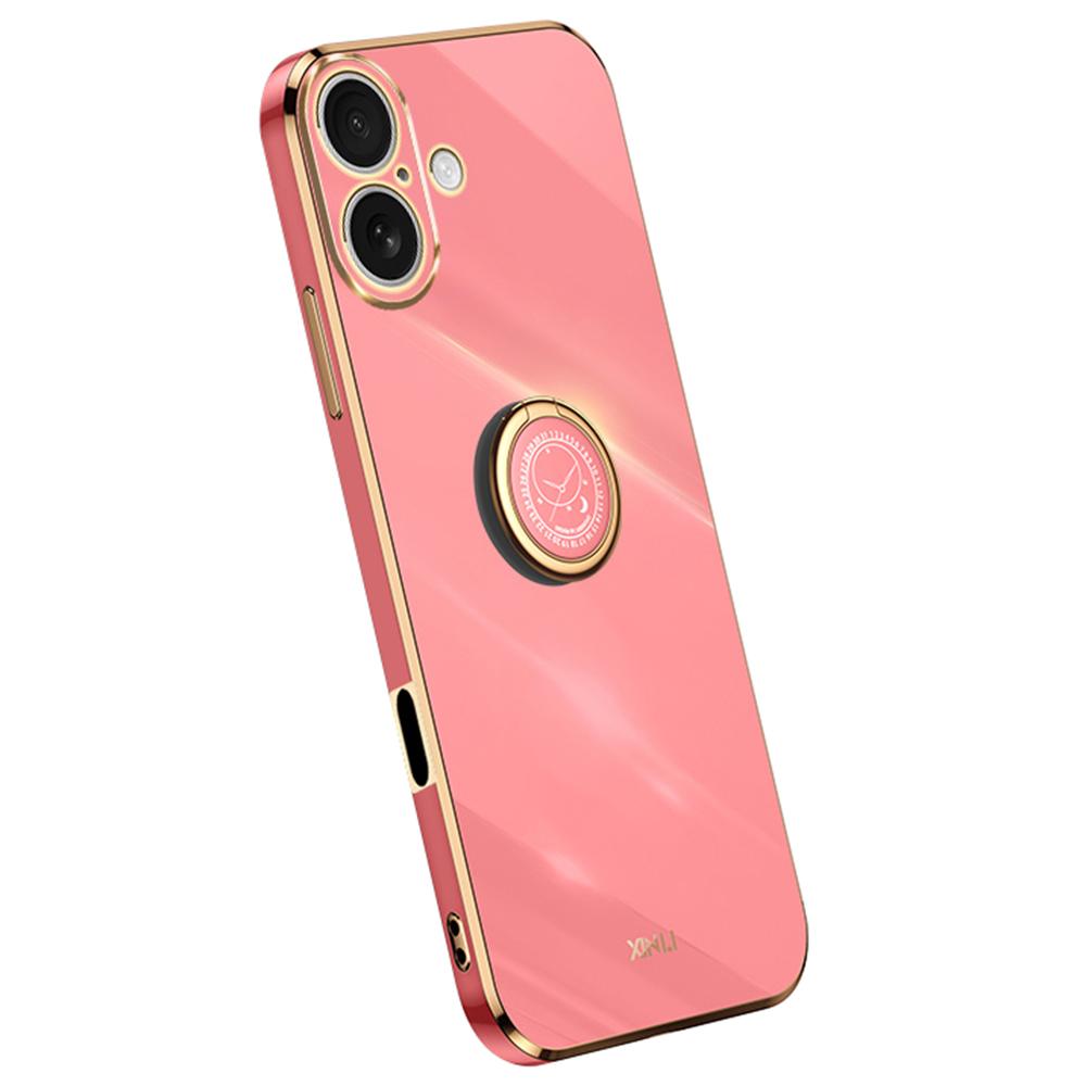 XINLI For iPhone 16 Plus Case Ring Kickstand Electroplating TPU Phone Cover