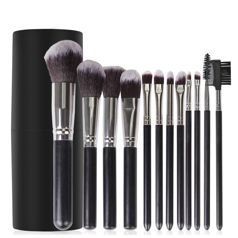 12 makeup brushes cover brush loose powder eyeshadow brush portable plastic cylinder beauty tool