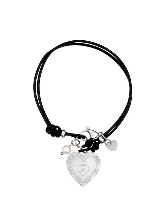 

nff heart luxe leather keyring-black ONE