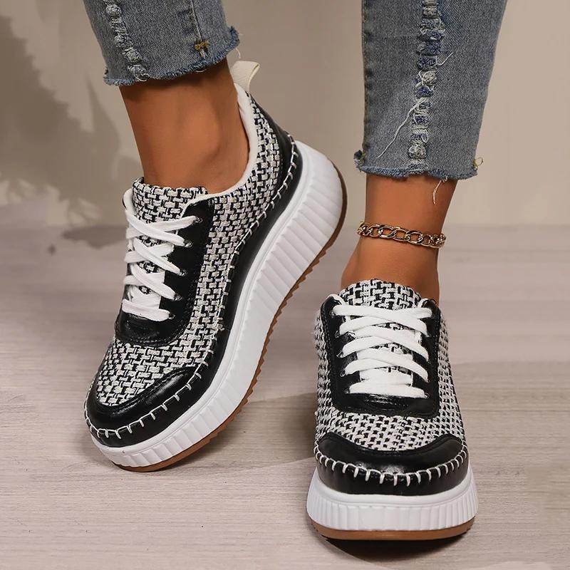Fashion Punk Mixed Color Platform Sneakers for Women 2025 Fashion Thick Bottom Vulcanized Shoes Woman Cozy Non Slip Walking Shoes 43