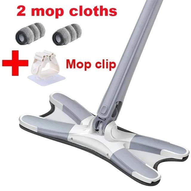 Floor Mop X-Shaped Microfiber Mop Floor Cleaning Mop 360° Rotating Hand-Free Washing Wood Squeeze Mop for Home Kitchen Cleaning