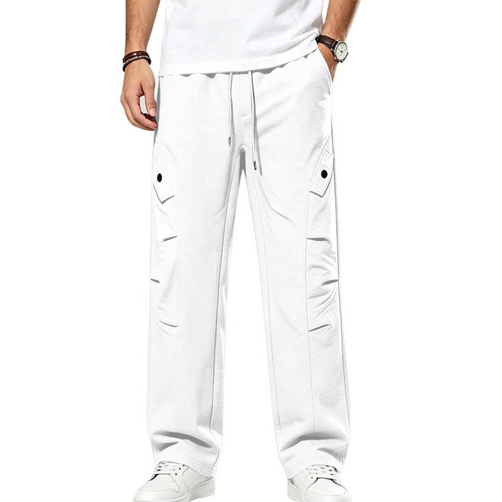 Pantalon de survêtement droit en sergé pour homme Coupe ample Hip Hop Streetwear Décontracté