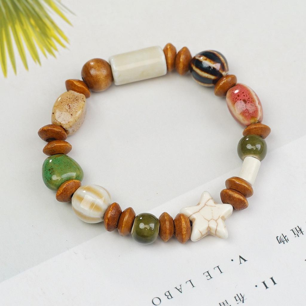 Ceramic beaded bracelet small fresh ancient style national style simple bracelet summer
