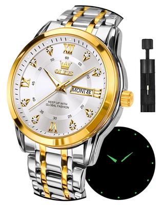 Watch Silver Cool Popular Quartz Calendar Waterproof Watch for Men Brand Stainless Steel Stylish White Men's