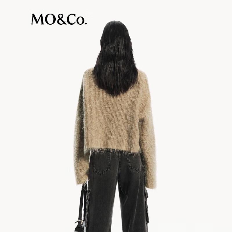 MO&Co. Autumn Hand-Brushed Mohair Wool Blend Loose Sweater