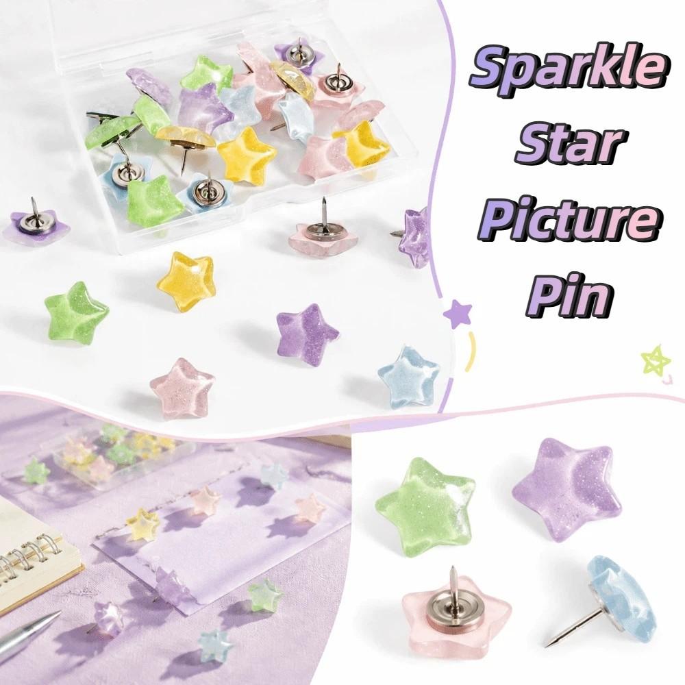 Shiny Glitter Surface Glitter Push Pins Multi-Color Glitter Decorative Push Pins Photo Wall