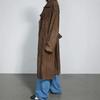 Brauner Wildleder Langmantel Damen Lockerer Schnitt Revers mit Kerbe Business Casual Trenchcoat