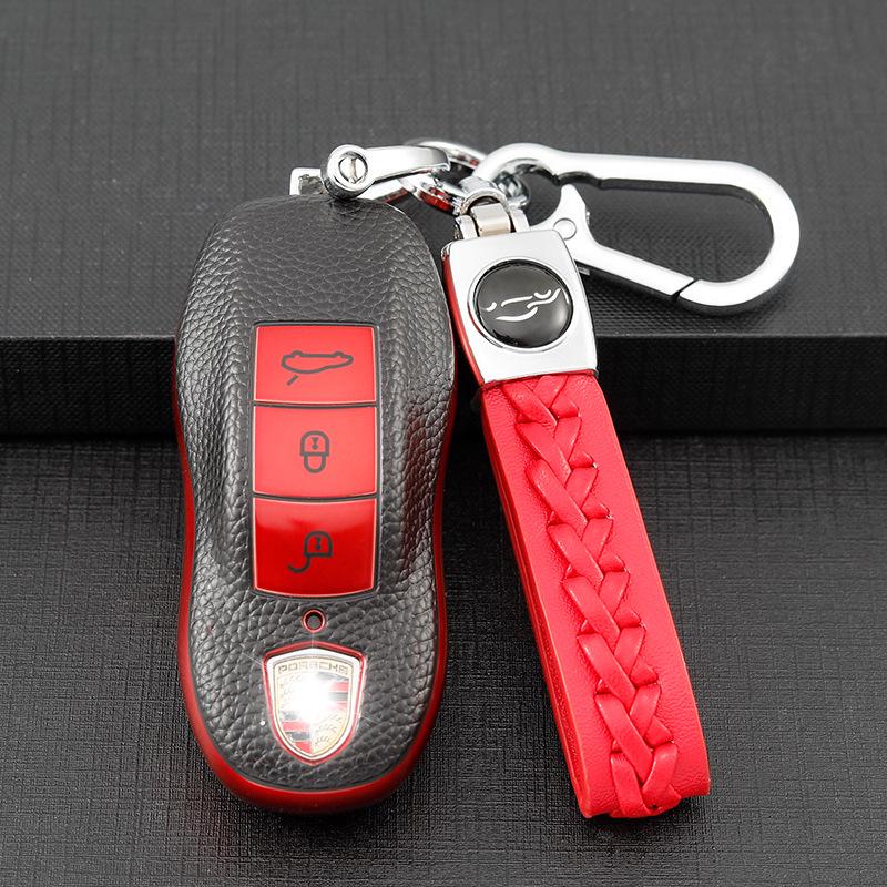Porsche Compatible Key Case for Cayenne, Macan, Panamera, and 718 - Unisex Remote Keybag with Buckle