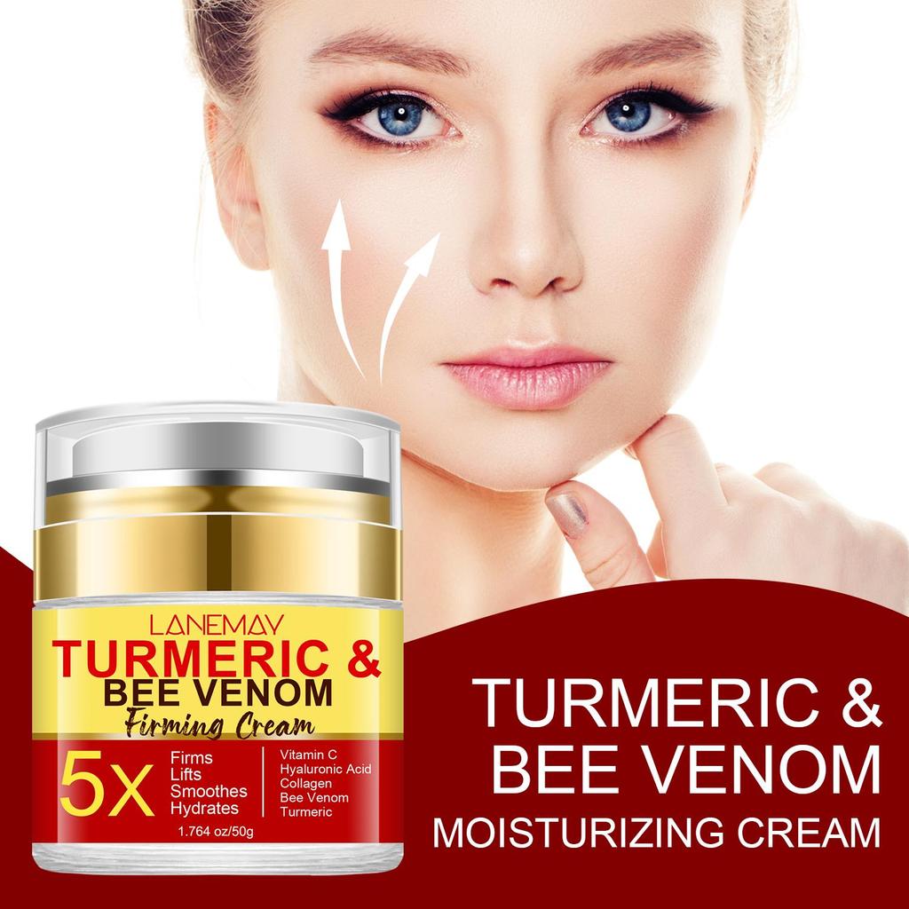 Turmeric & Bee Venom Firming Cream-Reduces Fine Lines & Wrinkles & Dark Spots-Suitable for All Skin Types, 50g